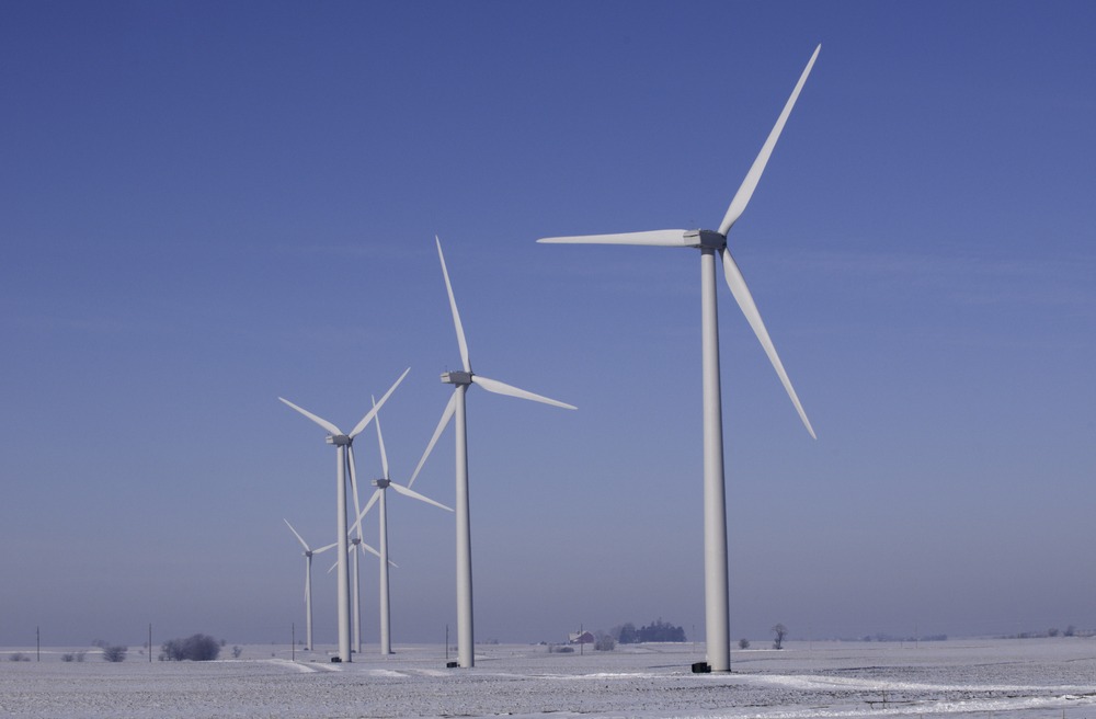 Wind turbines in rural Illinois in winter-1-1